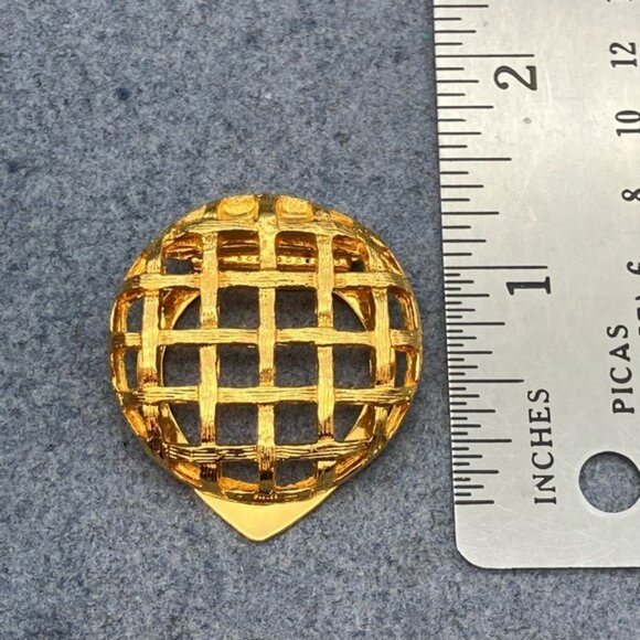 Liebe Woven Lattice Scarf Clip 1.5 In Gold Vintage USA Made Retro Pie Crust - Picture 6 of 7